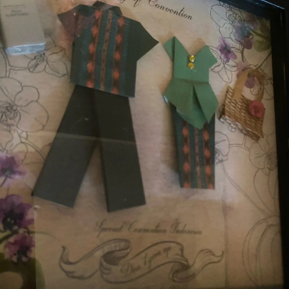 Handcrafted Paper Outfit Wall Art - Green and Black